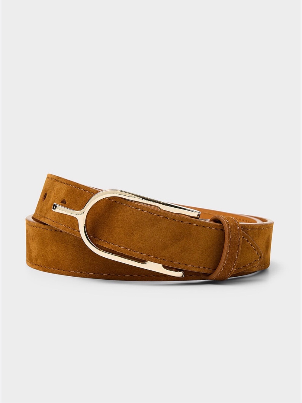 Metallic equestrian buckle nappa leather belt